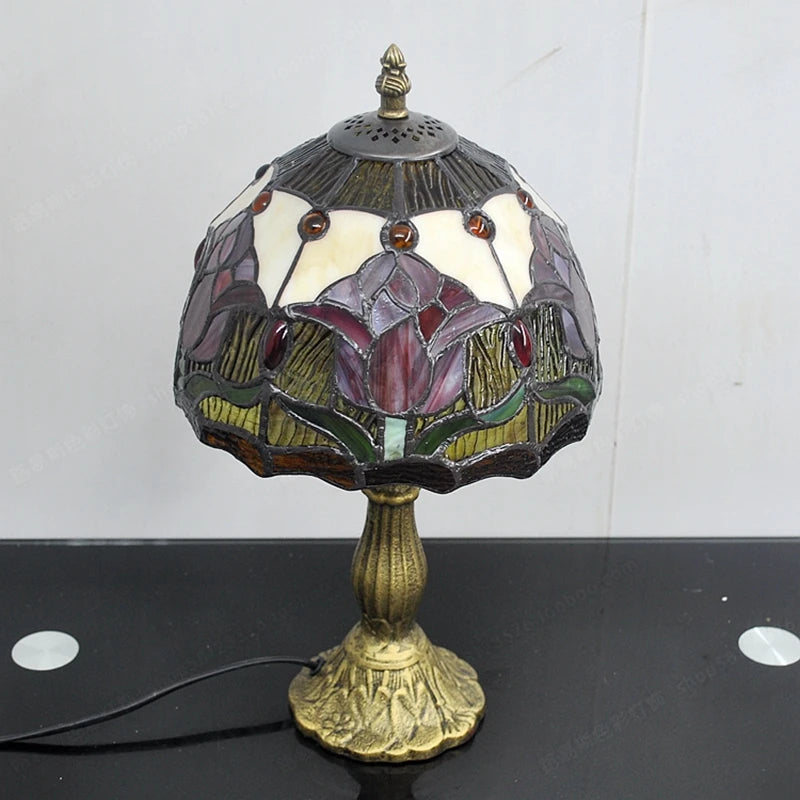 Abajur Tiffany Luminária de Mesa Vitral Tulipa