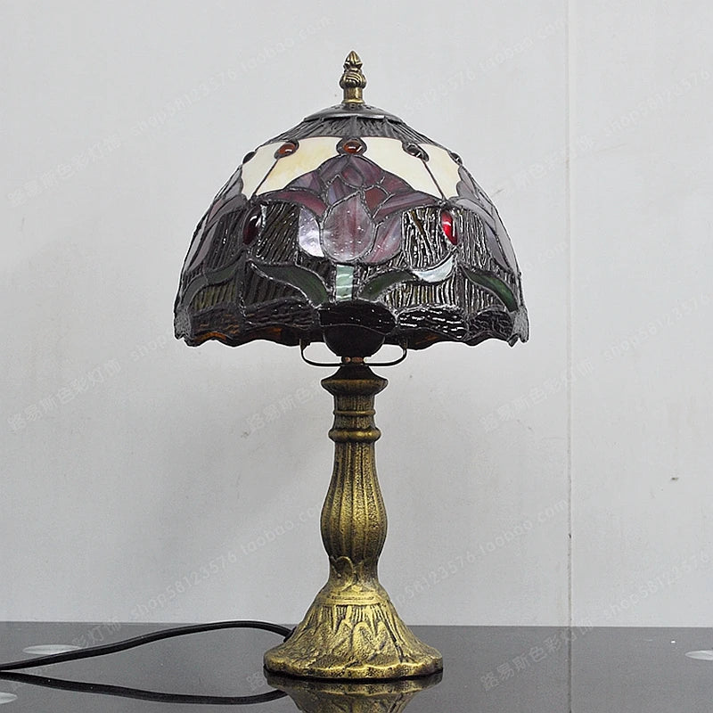 Abajur Tiffany Luminária de Mesa Vitral Tulipa