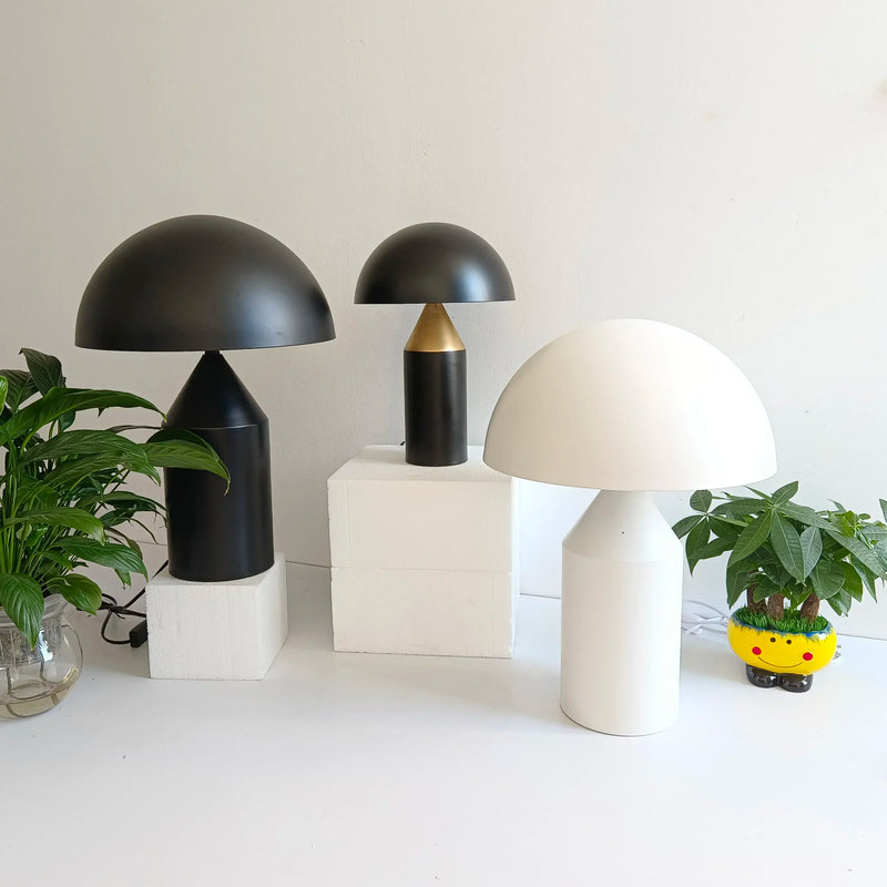Abajur Cogumelo Luminária de Mesa Metal Calmam