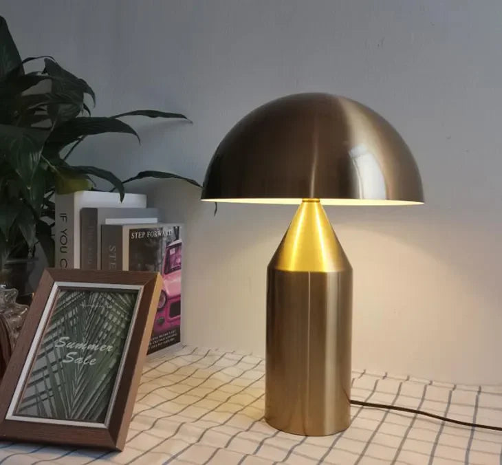 Abajur Cogumelo Luminária de Mesa Metal Calmam
