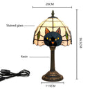 Abajur Tiffany Luminária de Mesa Vitral Gato