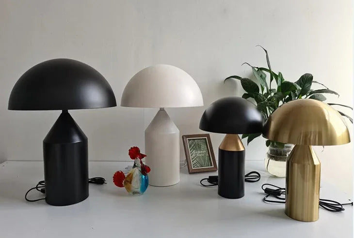 Abajur Cogumelo Luminária de Mesa Metal Calmam