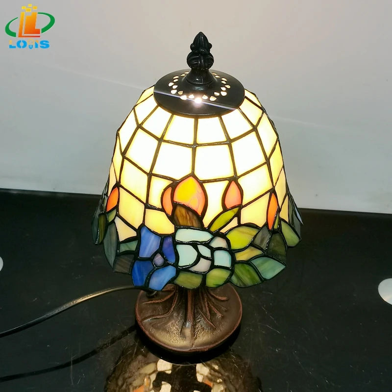 Abajur Tiffany Luminária de Mesa Vitral Orquídea