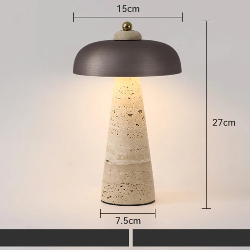 Luminária de Mesa Abajur Pedra Travertino Naturéa Recarregável
