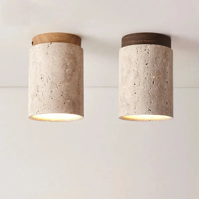 Lustre Pedra Travertino Luminária de Teto Leme