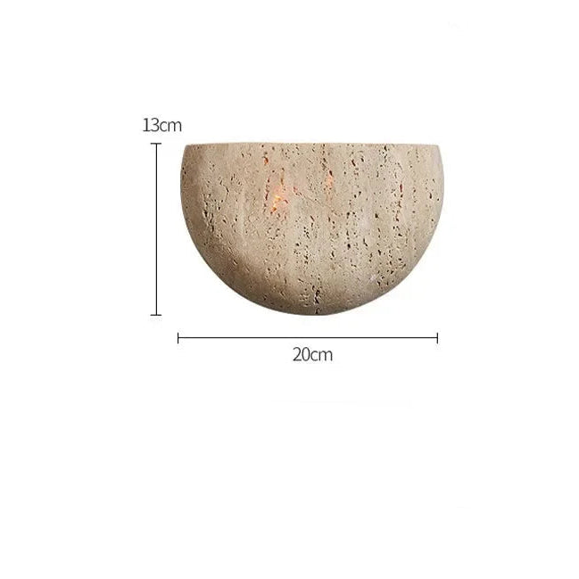 Arandela Pedra Travertino Meia Esfera