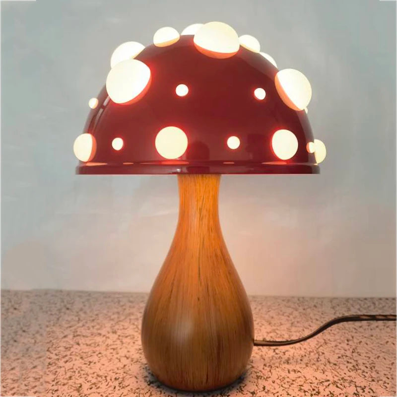 Abajur Cogumelo Luminária de Mesa Amanita Mushroom Metal