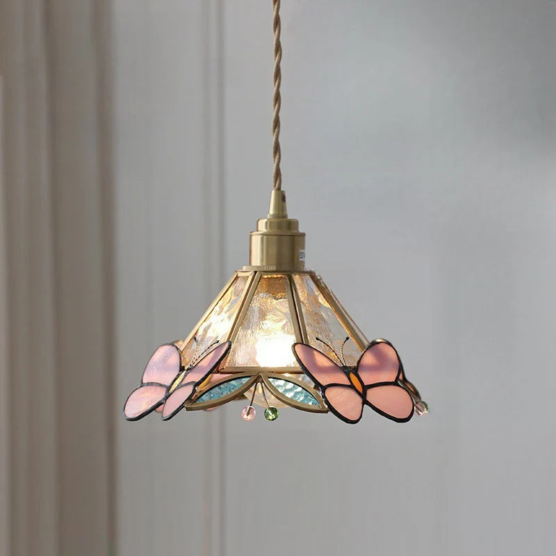 Lustre e Pendente Luminária Tiffany Vitral Borboleta