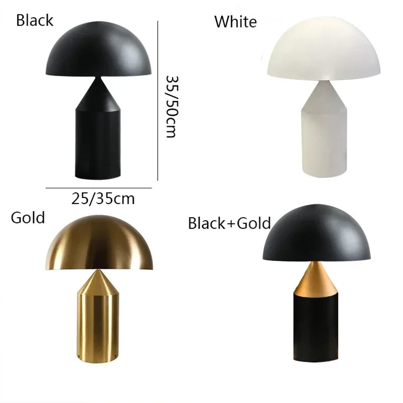 Abajur Cogumelo Luminária de Mesa Metal Calmam
