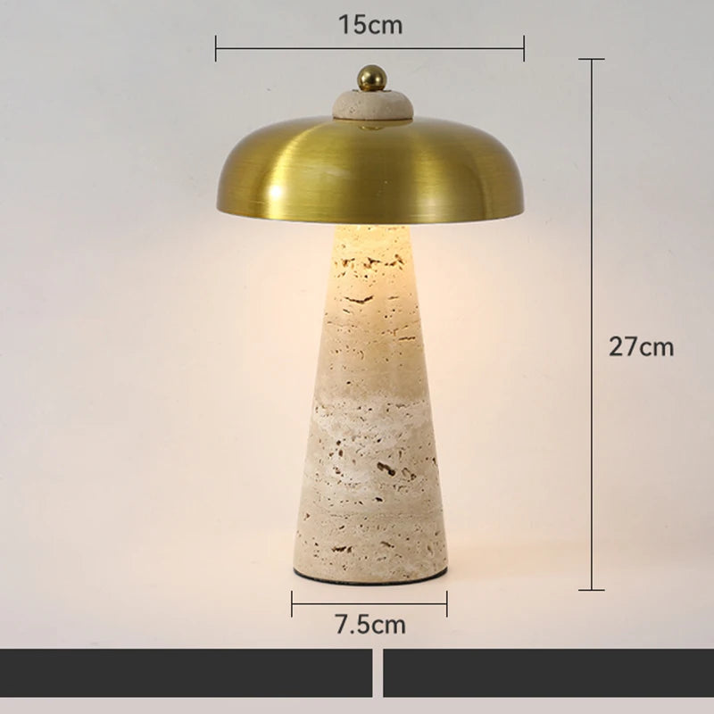 Luminária de Mesa Abajur Pedra Travertino Naturéa Recarregável