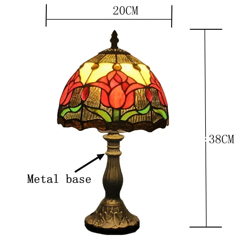 Abajur Tiffany Luminária de Mesa Vitral Tulipa