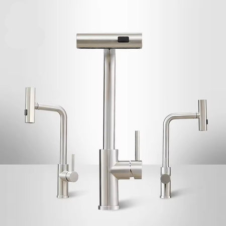 Torneira de Cozinha Removível de Aço Inoxidável Cascata Multifuncional Modelo Luxo