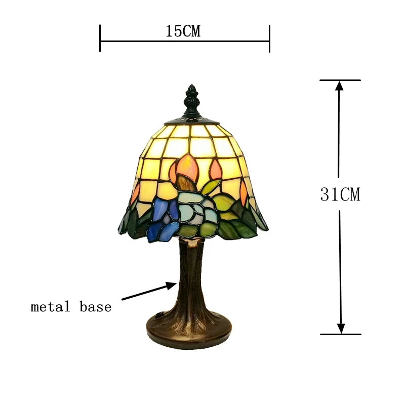 Abajur Tiffany Luminária de Mesa Vitral Orquídea