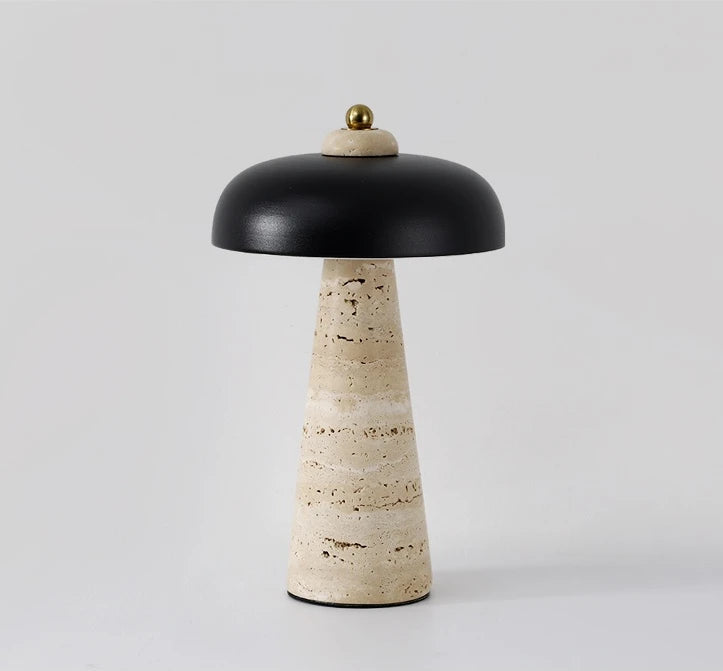 Luminária de Mesa Abajur Pedra Travertino Naturéa Recarregável