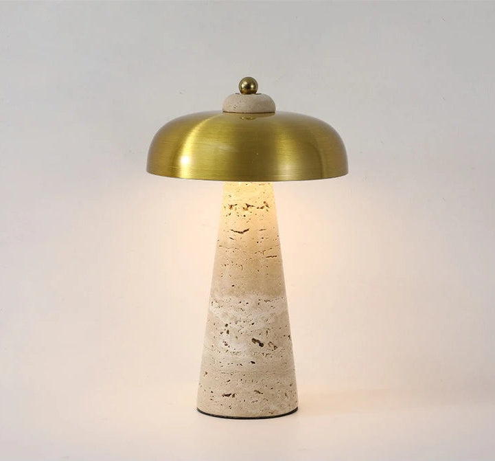Luminária de Mesa Abajur Pedra Travertino Naturéa Recarregável
