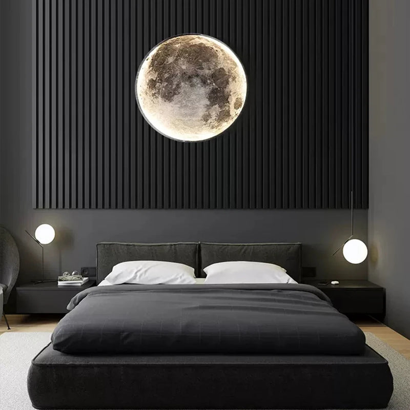 Lâmpada Lua de LED de Parede Teto Quarto Cabeceira Decoração Iluminação Interior Acrílico Brilho - Detaila