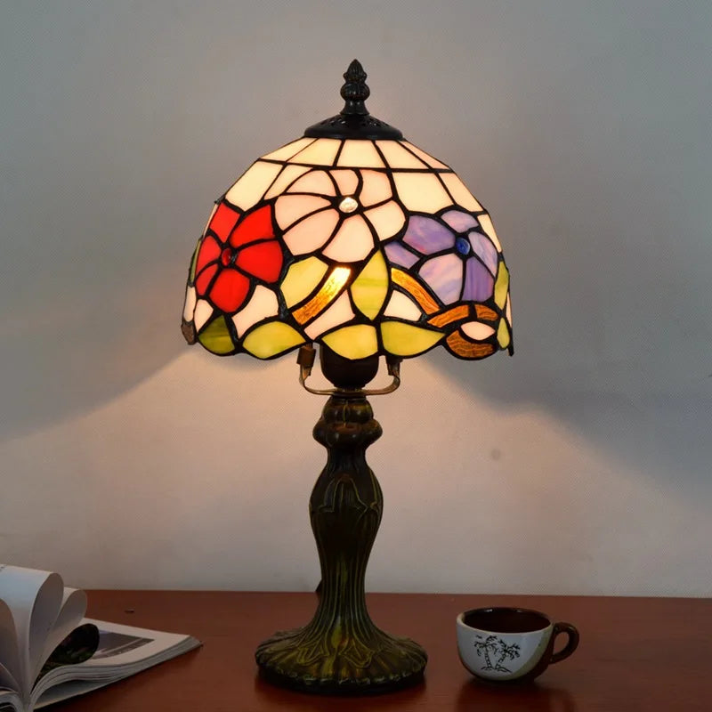 Abajur Tiffany Luminária de Mesa Vitral Papoulas