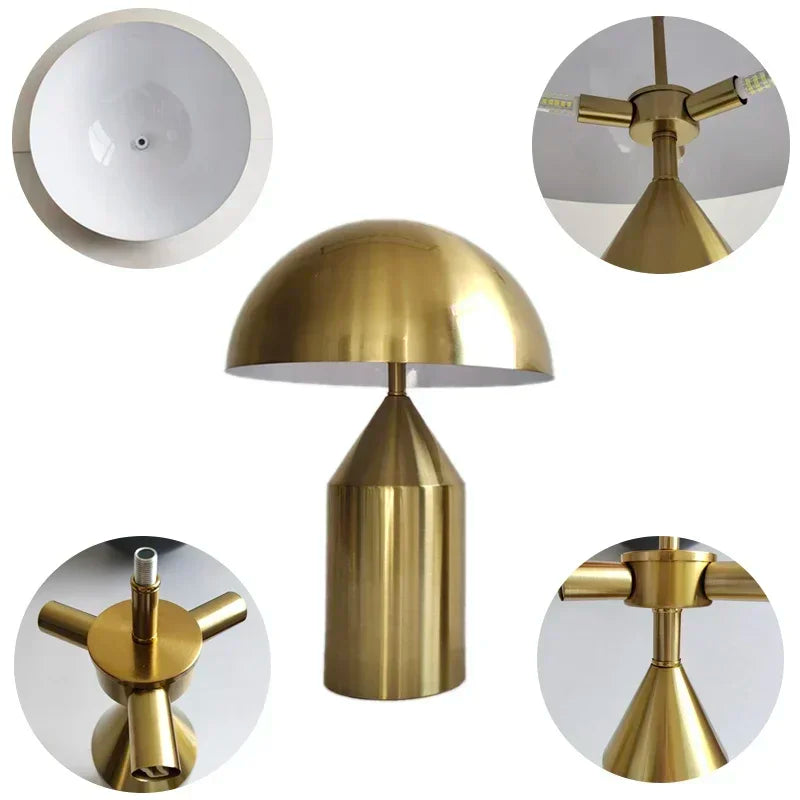 Abajur Cogumelo Luminária de Mesa Metal Calmam