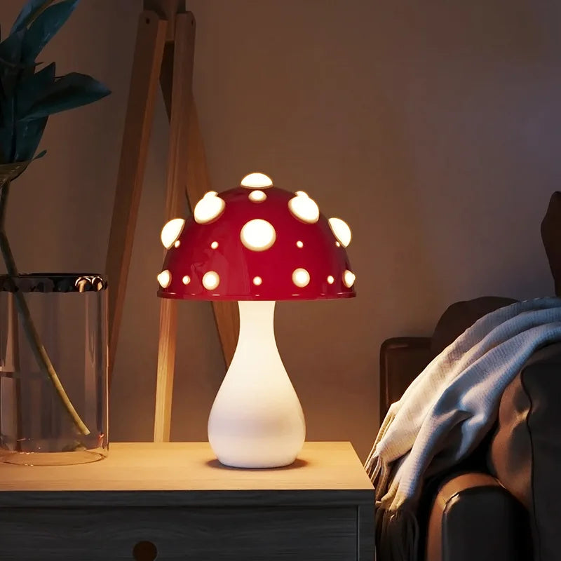Abajur Cogumelo Luminária de Mesa Amanita Mushroom Metal