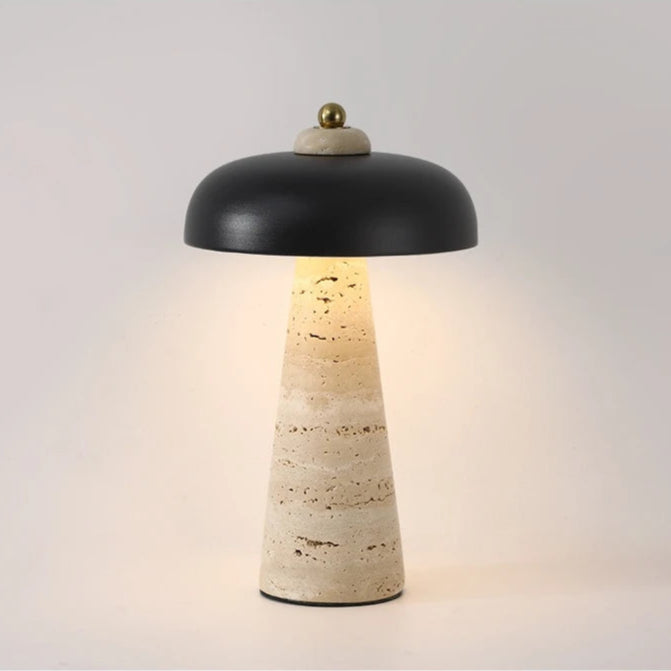 Luminária de Mesa Abajur Pedra Travertino Naturéa Recarregável