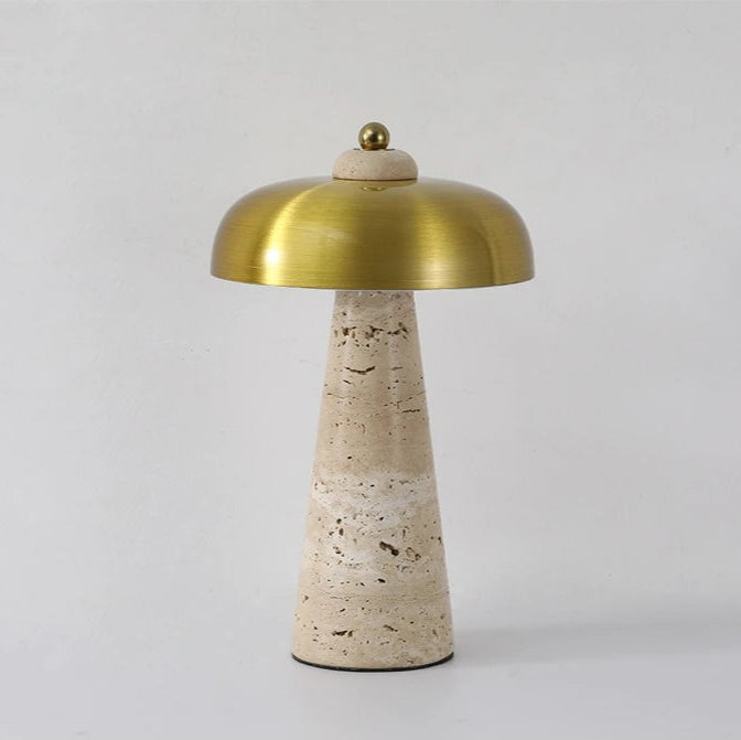 Luminária de Mesa Abajur Pedra Travertino Naturéa Recarregável