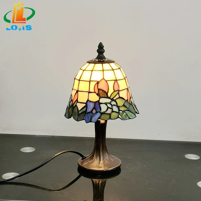 Abajur Tiffany Luminária de Mesa Vitral Orquídea