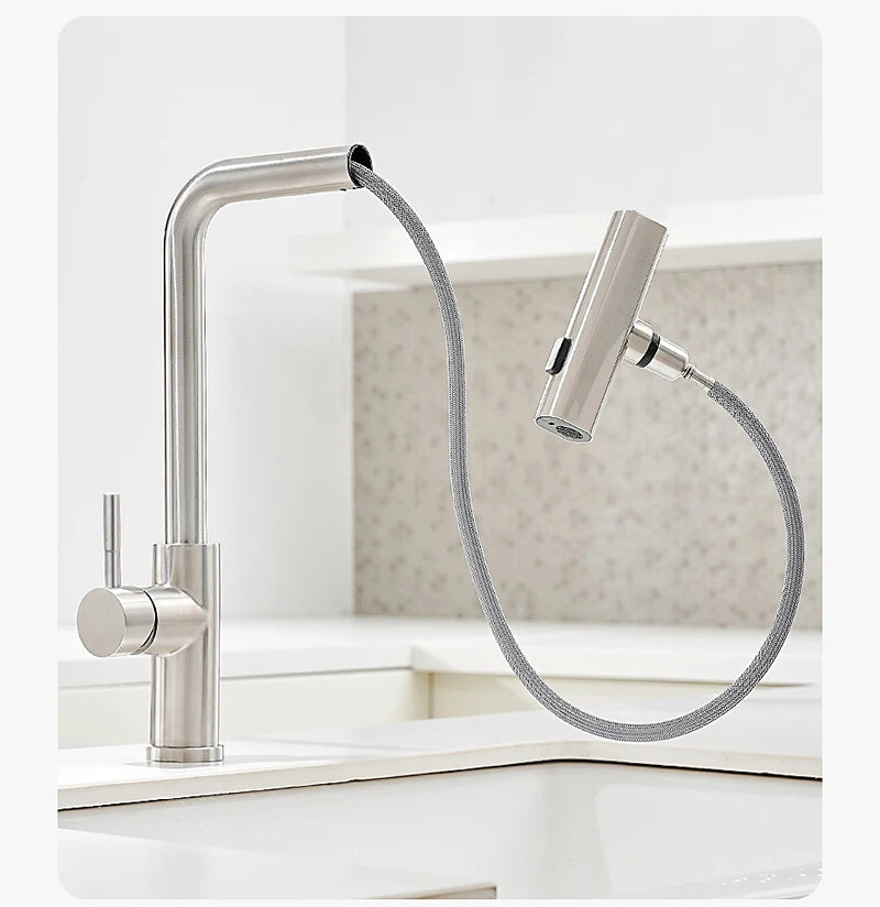 Torneira de Cozinha Removível de Aço Inoxidável Cascata Multifuncional Modelo Luxo