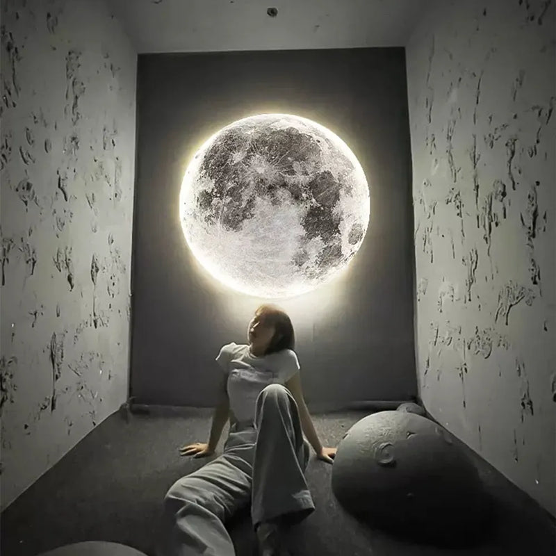 Lâmpada Lua de LED de Parede Teto Quarto Cabeceira Decoração Iluminação Interior Acrílico Brilho - Detaila